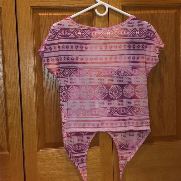 Pink, patterned tie up blouse - Picture 3 of 4